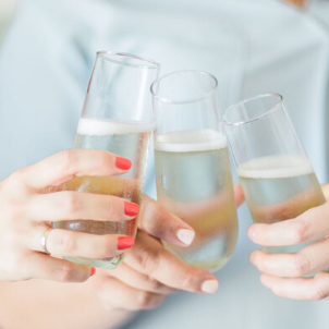 Three women cheering with champagne to 2020 #newyear #2020