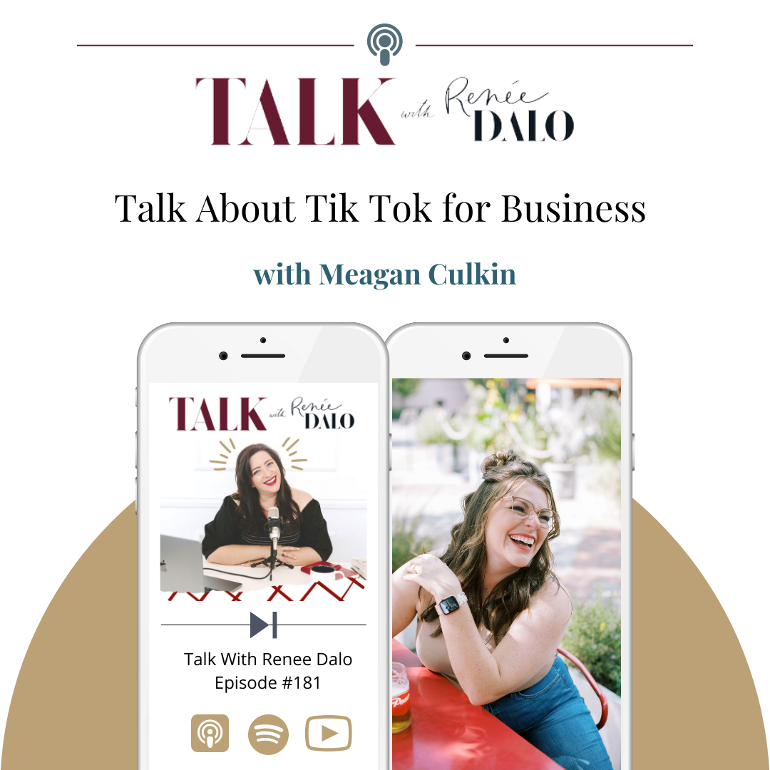 Talk with Renee Dalo podcast cover photo Episode 181 with Meagan Culkin